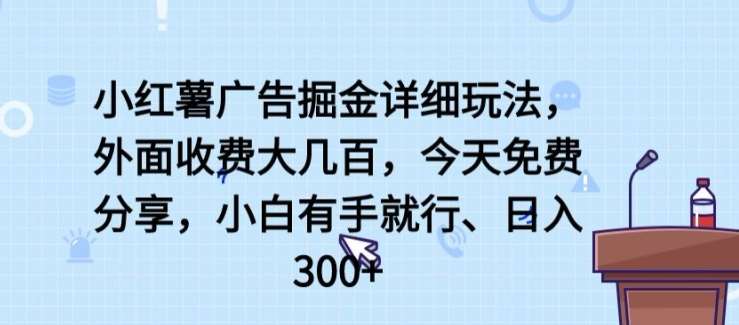 小红薯广告掘金详细玩法,外面收费大几百,小白有手就行,日入300+【揭秘】-知创网