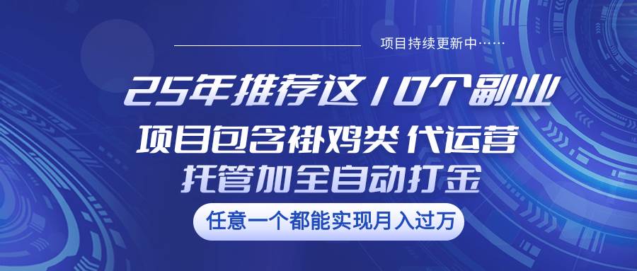 25年推荐这10个副业 项目包含褂鸡类、代运营托管类、全自动打金类-知创网