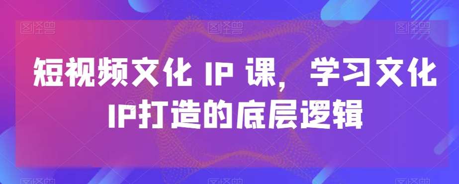 短视频文化IP课，学习文化IP打造的底层逻辑-知创网
