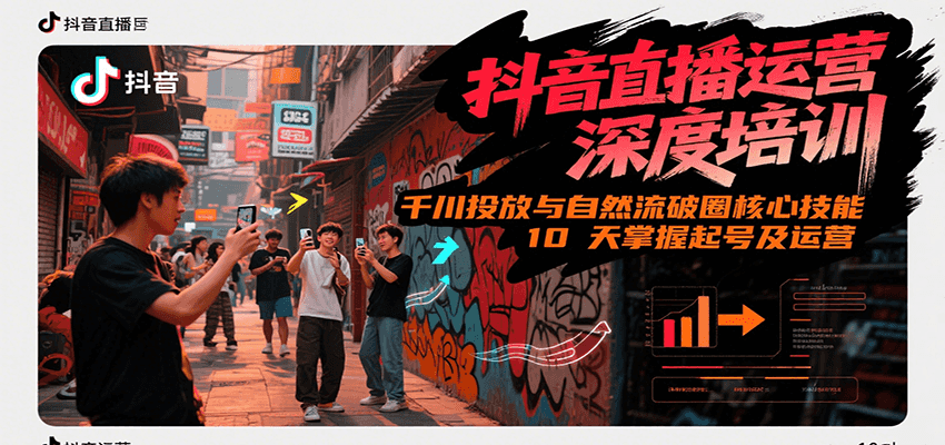 抖音直播运营深度培训，千川投放与自然流核心技能，10天掌握起号及运营(6-7月新课)-知创网