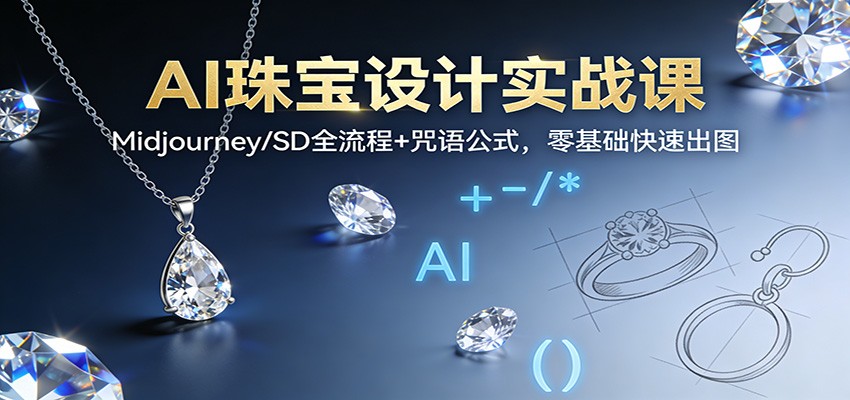 AI珠宝设计实战课：Midjourney/SD全流程+咒语公式，零基础快速出图-知创网