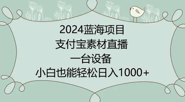 2024年蓝海项目，支付宝素材直播，无需出境，小白也能日入1000+ ，实操教程【揭秘】-知创网