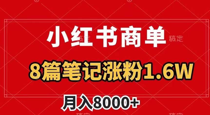 小红书商单最新玩法,8篇笔记涨粉1.6w,作品制作简单,月入8000+【揭秘】-知创网