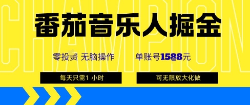 番茄音乐人掘金，单账号最高可撸1k+，可无限矩阵去做，零投入-知创网