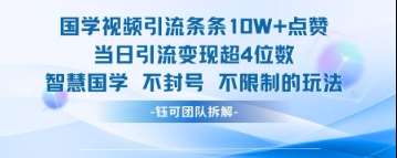 国学视频引流条条10W+点赞当日引流变现超4位数-知创网
