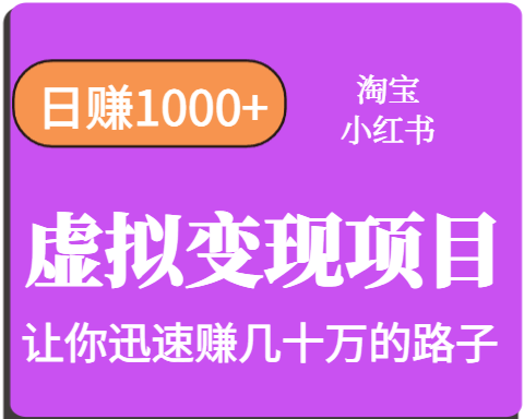 淘宝OR小红书虚拟变现，日赚1000+，多账号操作年收入几十W不等-知创网