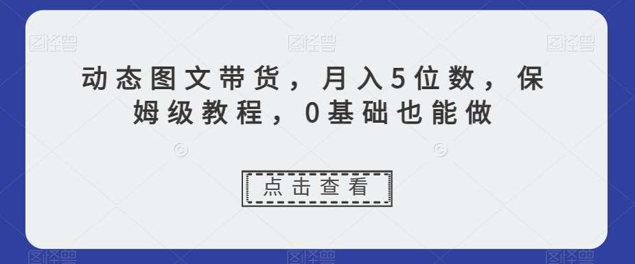 动态图文带货，月入5位数，保姆级教程，0基础也能做【揭秘】-知创网