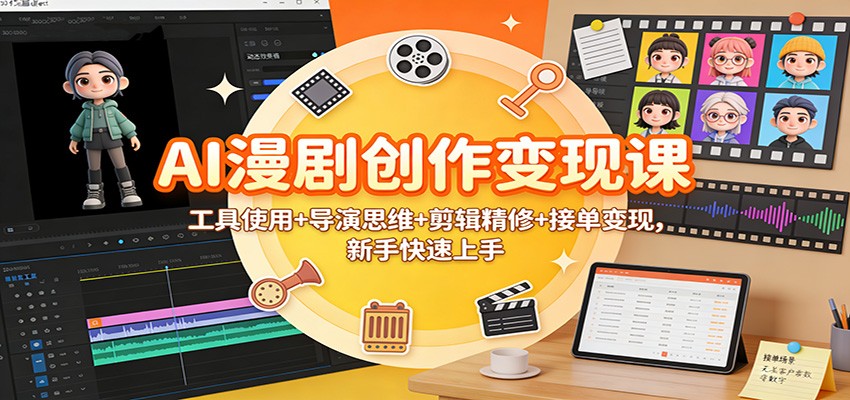 AI漫剧创作变现课：工具使用+导演思维+剪辑精修+接单变现，新手快速上手-知创网