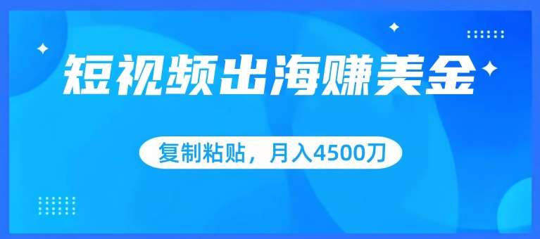 短视频出海赚美金,复制粘贴批量操作,小白轻松掌握,月入4500美刀【揭秘】-知创网