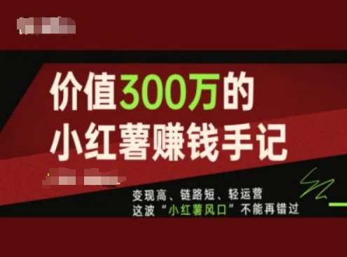 价值300万的小红书赚钱手记，变现高、链路短、轻运营，这波“小红薯风口”不能再错过-知创网