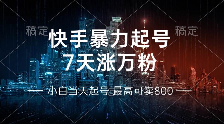 （13142期）快手暴力起号，7天涨万粉，小白当天起号 多种变现方式，账号回收，单月…-知创网