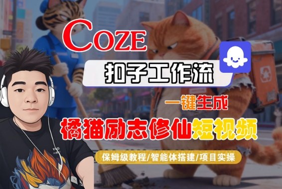 Coze扣子智能体工作流一键生成“橘猫励志修仙“短视频，全流程保姆级教学-知创网