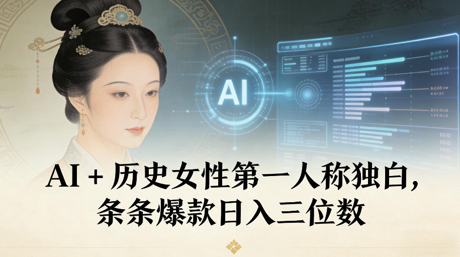 AI+历史女性第一人称独白，条条爆款日入三位数-知创网