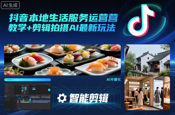 抖音本地生活服务运营教学+剪辑拍摄AI最新玩法-知创网