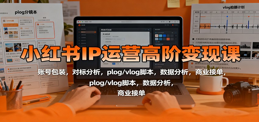小红书IP运营高阶变现课：账号包装，对标分析，plog/vlog脚本，数据分析，商业接单-知创网