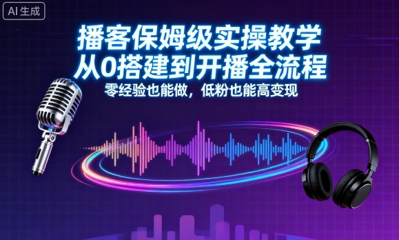 播客保姆级实操教学，从0搭建到开播全流程，零经验也能做，低粉也能高变现-知创网