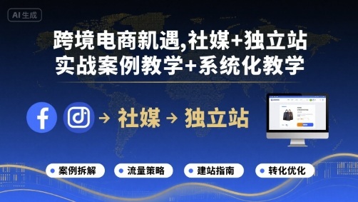 跨境电商新机遇，社媒+独立站，实战案例教学+系统化教学-知创网