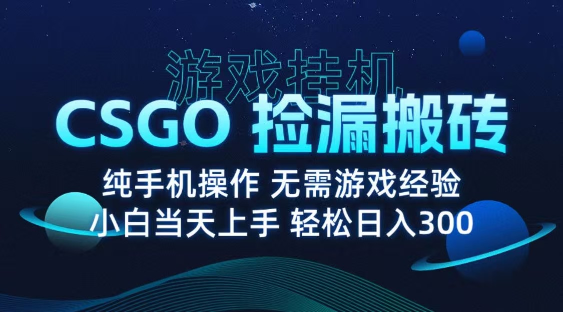 9月最新游戏搬砖，CSGO纯挂机，不需要玩游戏，实现真挂机，月入1W+-知创网