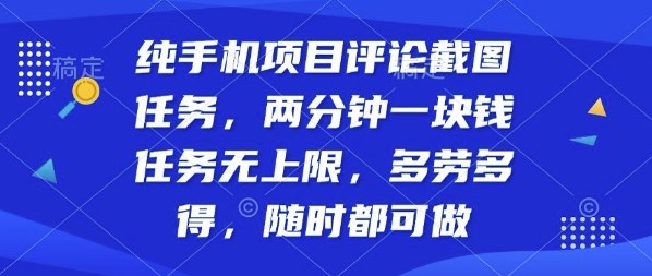 纯手机项目评论截图任务，两分钟一块钱多劳多得，随时随地都能做【揭秘】-知创网