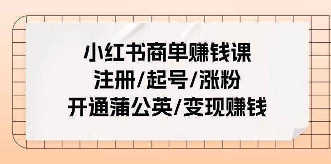 (11130期)小红书商单赚钱课:注册/起号/涨粉/开通蒲公英/变现赚钱(25节课)-知创网