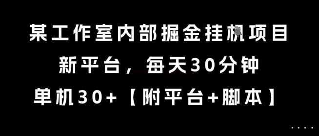 某工作室内部掘金挂G项目,新平台,每天30分钟,单机30+【揭秘】-知创网