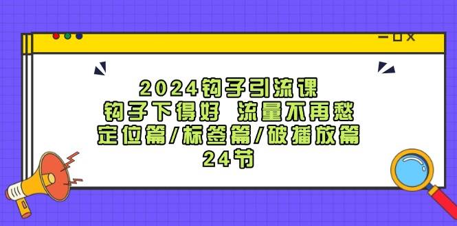 2024钩子引流课：钩子下得好流量不再愁，定位篇/标签篇/破播放篇/24节-知创网