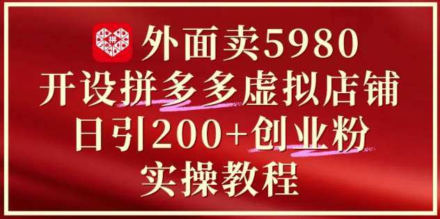 外面卖5980开设拼多多虚拟店铺：单日引流200+创业付费粉实战教程-知创网