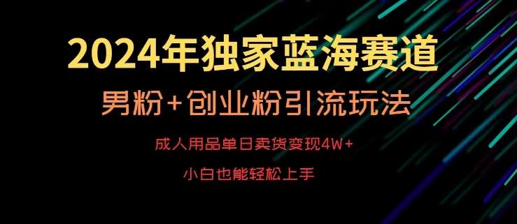 2024年独家蓝海赛道,成人用品单日卖货变现4W+,男粉+创业粉引流玩法,不愁搞不到流量【揭秘】-知创网
