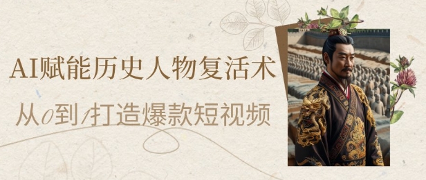 AI赋能历史人物复活术：从0到1打造爆款短视频，7天涨粉10W，小白也能月入过1W-知创网