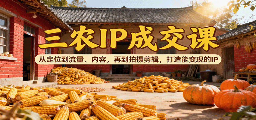 三农IP成交课：从定位到流量、内容，再到拍摄剪辑，打造能变现的IP-知创网