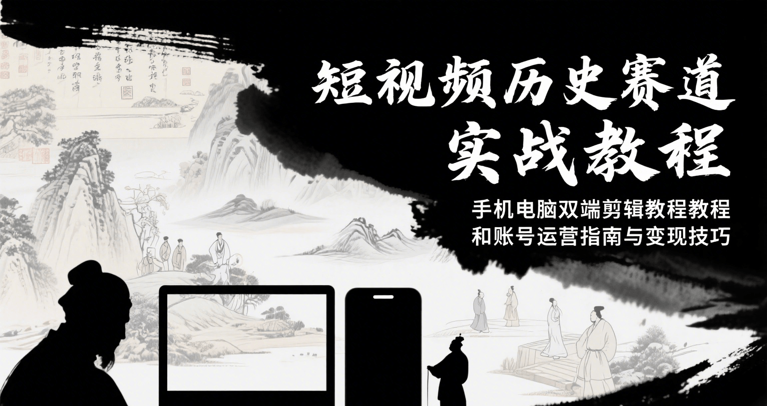 短视频历史赛道实战教程，手机电脑双端剪辑教程和账号运营指南与变现技巧-知创网