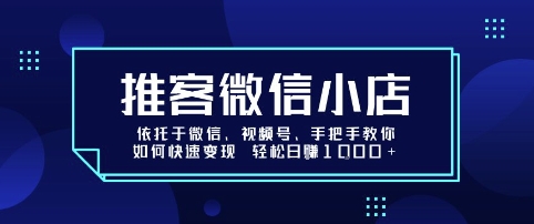 推客微信小店依托于微信、视频号,手把手教你如何快速变现 轻松日入1k+【揭秘】-知创网