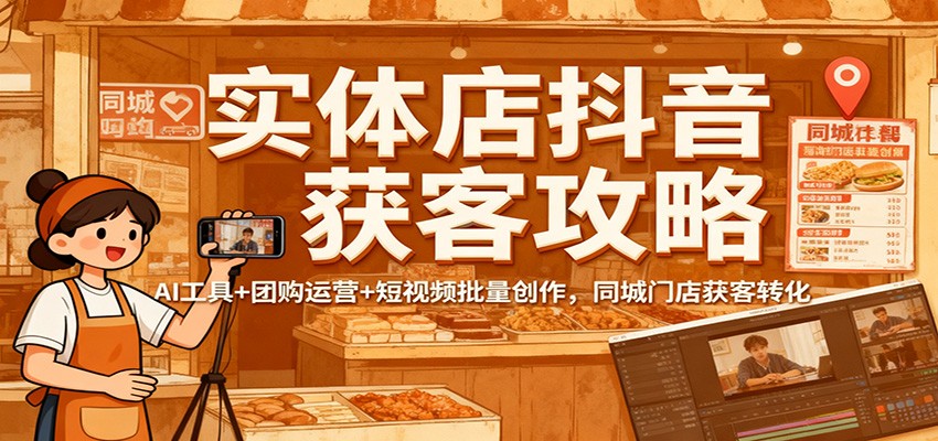 实体店抖音获客攻略:AI工具+团购运营+短视频批量创作,同城门店获客转化-知创网