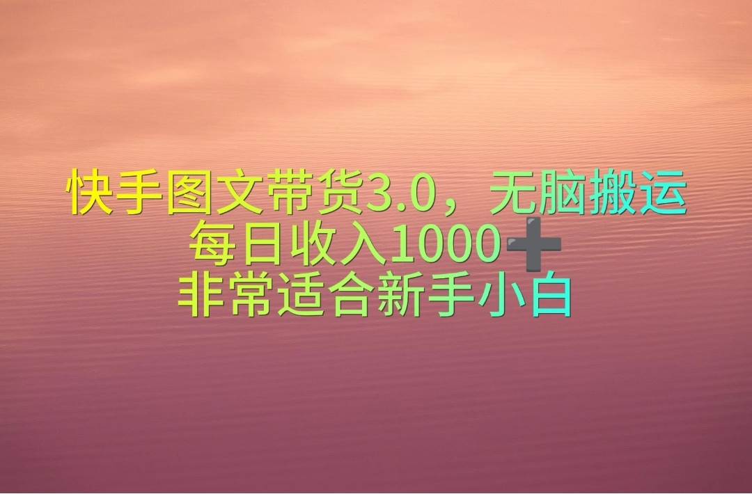 （10252期）快手图文带货3.0，无脑搬运，每日收入1000＋，非常适合新手小白-知创网