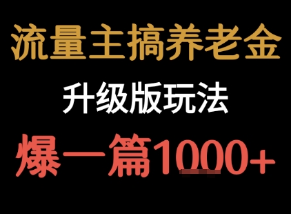 流量主之养老金升级版玩法  爆一篇收益1k+-知创网