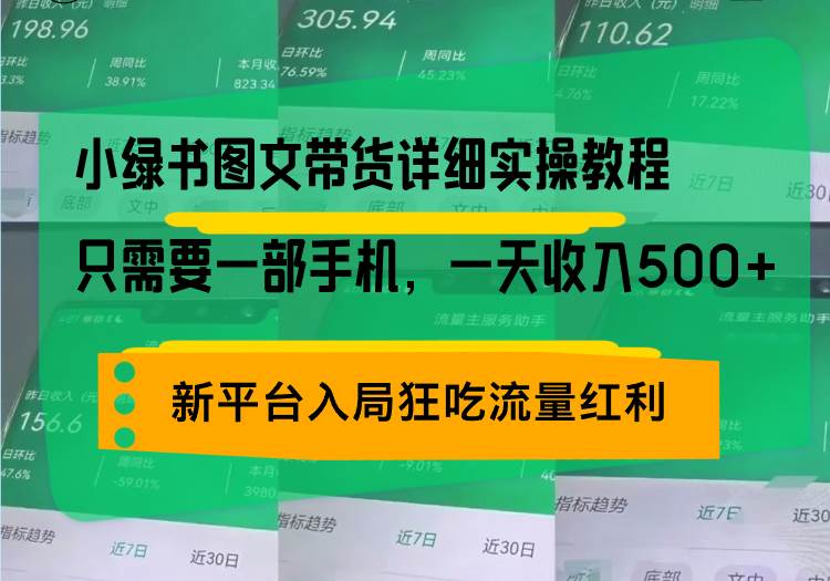 （13509期）小绿书图文带货详细实操教程，只需要一部手机，一天收入500+，轻松变现-知创网