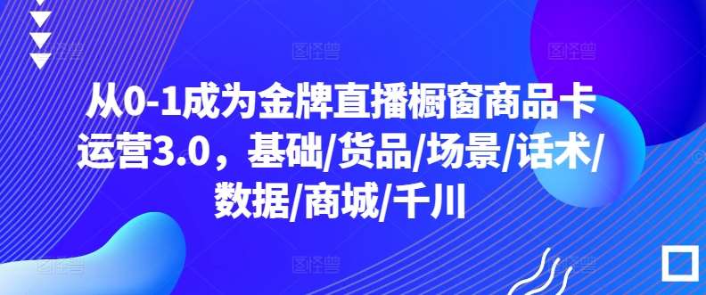 从0-1成为金牌直播橱窗商品卡运营3.0，基础/货品/场景/话术/数据/商城/千川-知创网