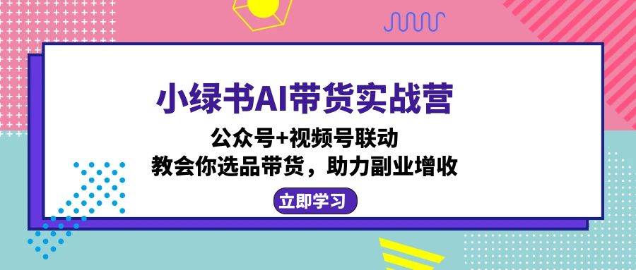 （12848期）小绿书AI带货实战营：公众号+视频号联动，教会你选品带货，助力副业增收-知创网