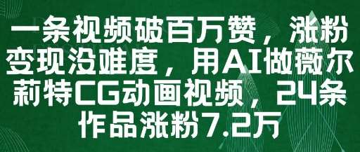 一条视频破百万赞,涨粉变现没难度,用AI做薇尔莉特CG动画视频,24条作品涨粉7.2W-知创网