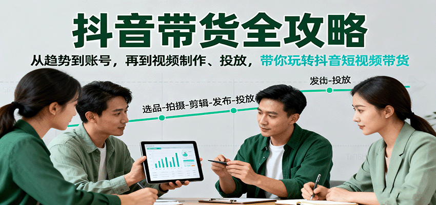 抖音带货全攻略：从趋势到账号，再到视频制作、投放，带你玩转抖音短视频带货-知创网