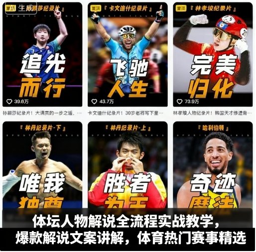 体坛人物解说全流程实战教学，爆款解说文案讲解，体育热门赛事精选-知创网
