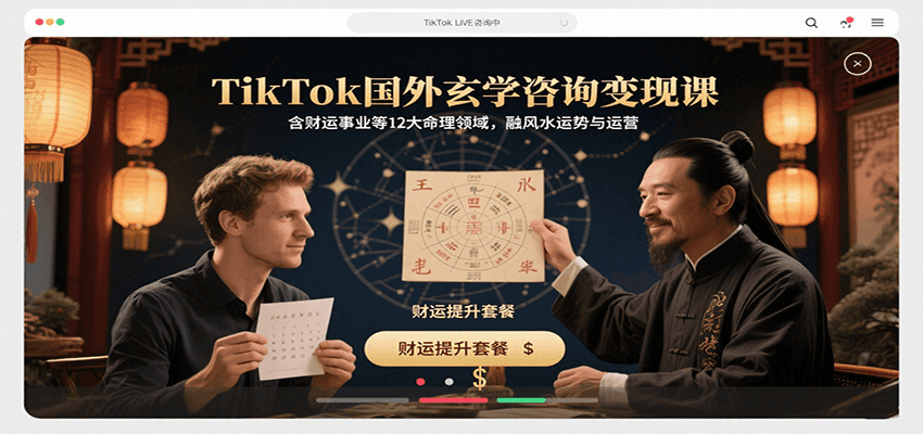 TikTok国外玄学咨询变现课，含财运事业等12大命理领域，融风水运势与运营-知创网