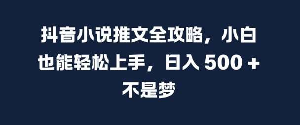 抖音小说推文全攻略，小白也能轻松上手，日入 5张+ 不是梦【揭秘】-知创网