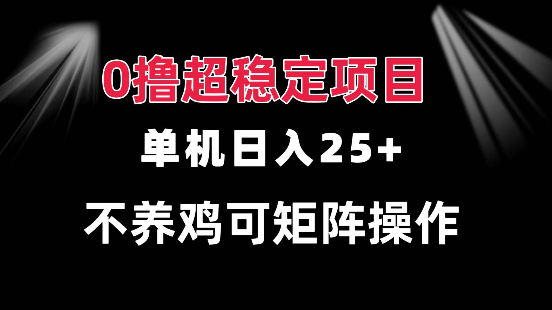 （13355期）0撸项目 单机日入25+ 可批量操作 无需养鸡 长期稳定 做了就有-知创网