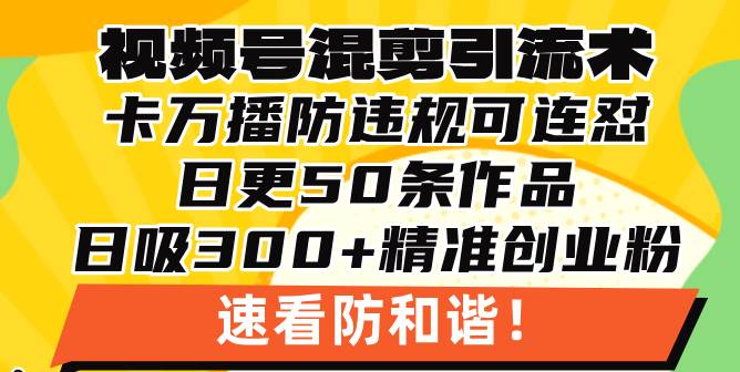 （13400期）视频号混剪引流技术，500万播放引流17000创业粉，操作简单当天学会-知创网