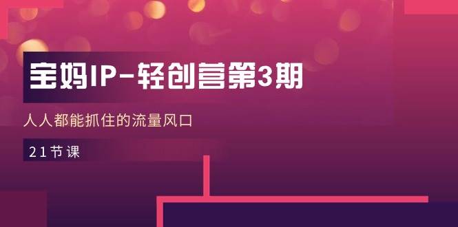 宝妈IP轻创营第3期，人人都能抓住的流量风口（21节课）-知创网