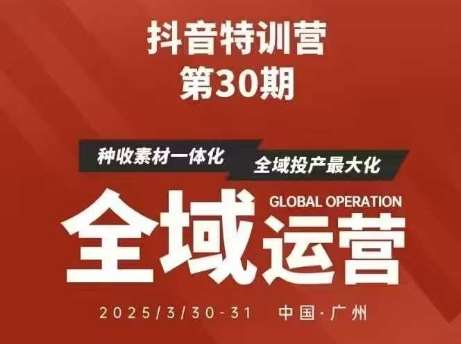 抖音特训营第30期线下培训资料，没有录音视频，正版整理的脑图资料及学员总结核心点-知创网