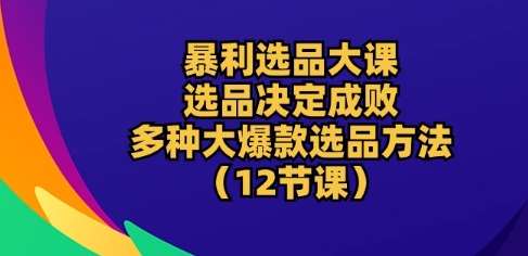 暴利选品大课：选品决定成败，教你多种大爆款选品方法(12节课)-知创网