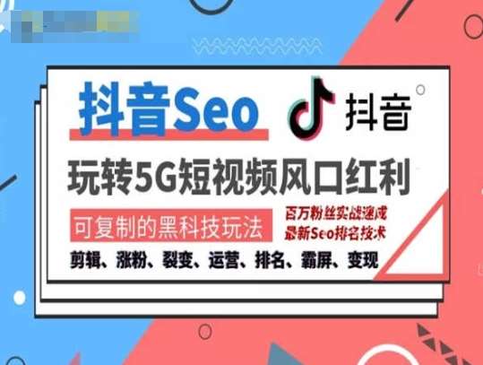 抖音SEO引流培训课程-抓住抖音风口，实现搜索排名，获取精准流量，快速成交变现-知创网