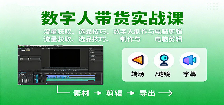 数字人变现实战课：流量获取、选品技巧、数字人制作与电脑剪辑-知创网